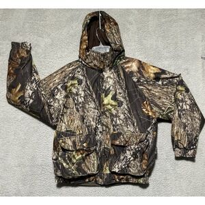 Woolrich Sz L 42-44 Mens Reversible Coat Mossy Oak Break Up Camo Bomber Jacket